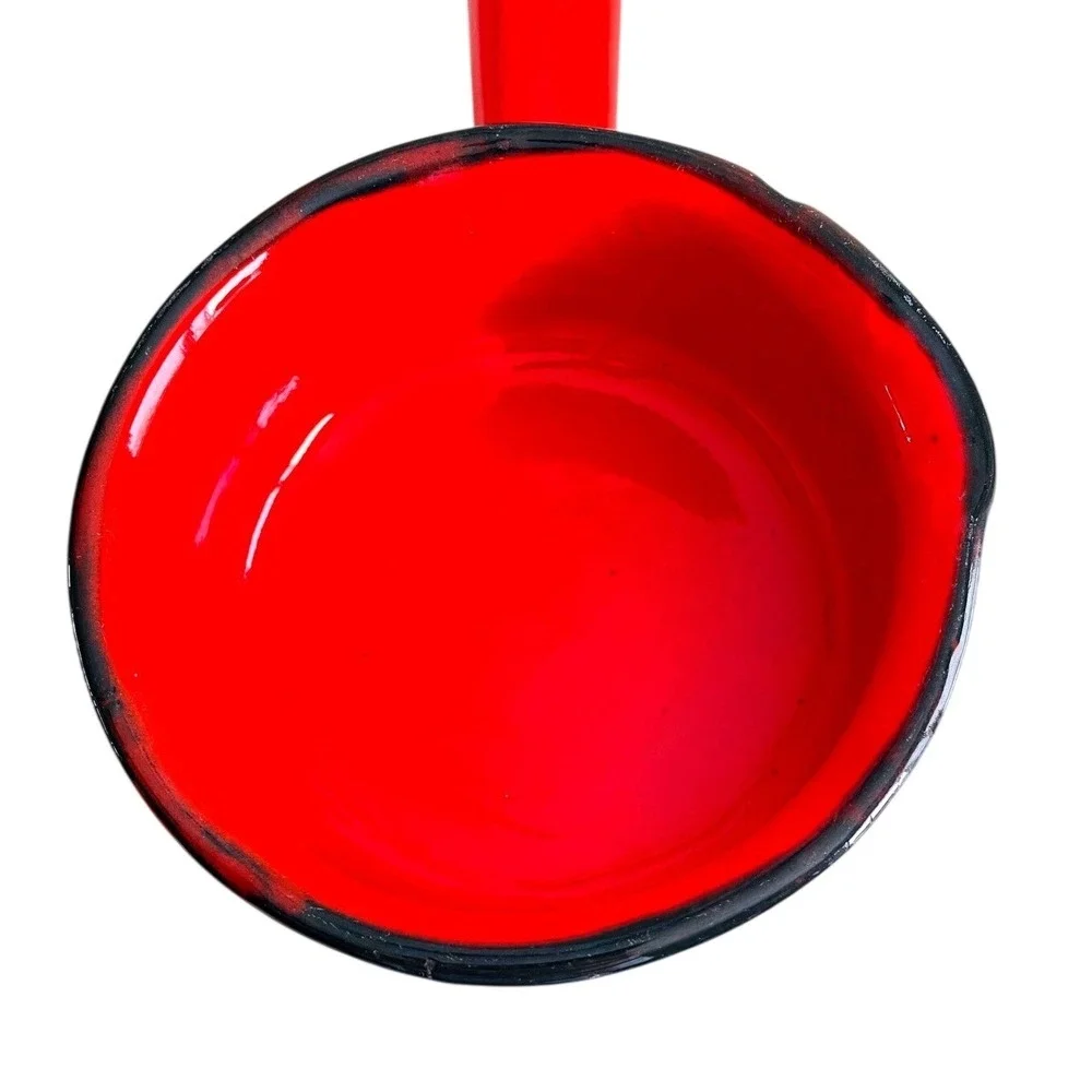 Vintage‎ Mid-Century Red Ceramic Butter Warmer with Hollow Handle